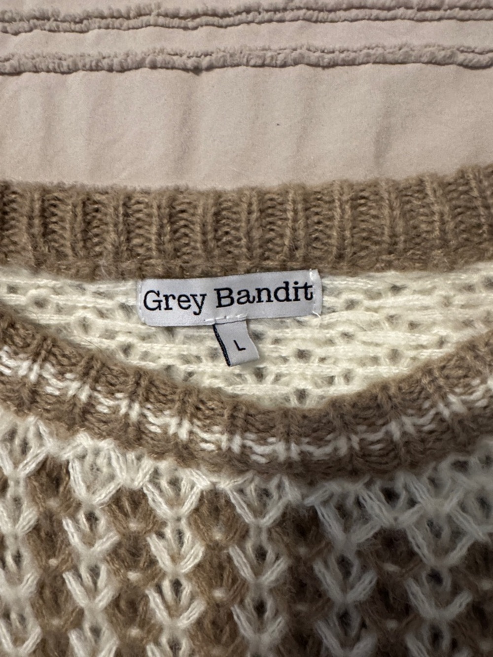 Striped Crewneck Sweater in Cream & Taupe - Picture 2 of 2
